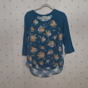 Wishful Park Blue Tan Raglan Graphic Tee